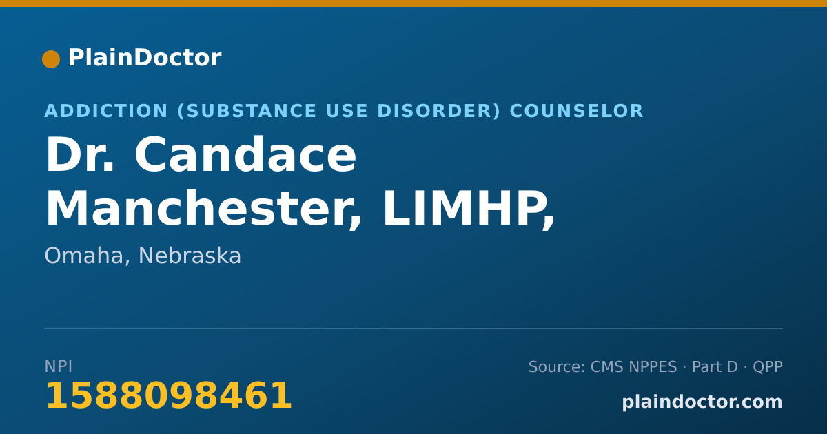 Shareable card for Candace Manchester, LIMHP, LADC - Addiction (Substance Use Disorder) Counselor, Omaha, NE