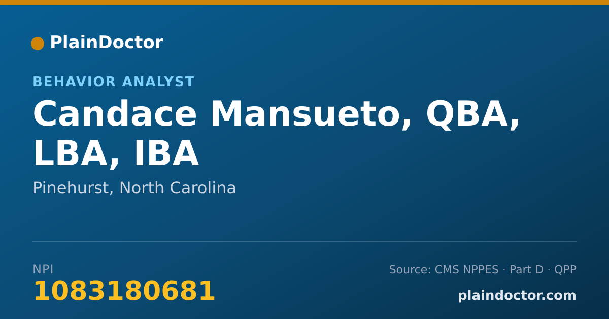Shareable card for Candace Mansueto, QBA, LBA, IBA - Behavior Analyst, Pinehurst, NC