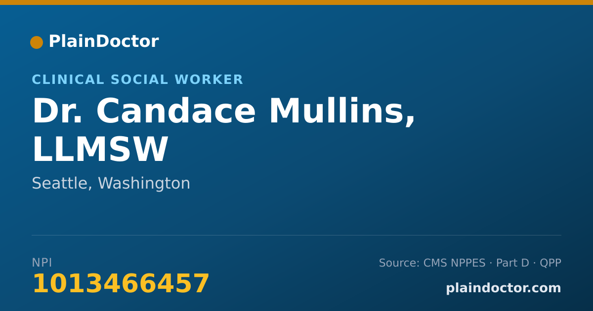Shareable card for Candace Mullins, LLMSW - Clinical Social Worker, Seattle, WA