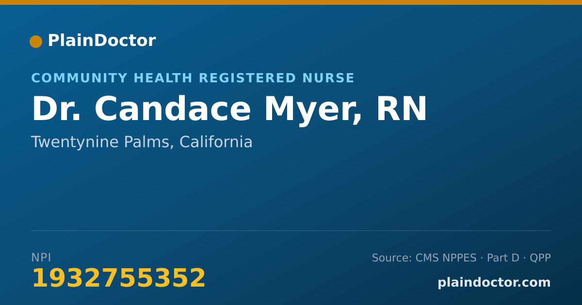 Shareable card for Candace Myer, RN - Community Health Registered Nurse, Twentynine Palms, CA