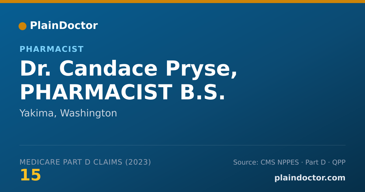 Shareable card for Candace Pryse, PHARMACIST B.S. - Pharmacist, Yakima, WA