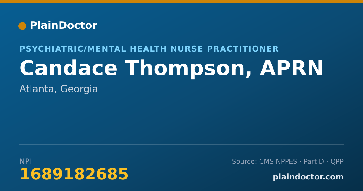 Shareable card for Candace Thompson, APRN - Addiction (Substance Use Disorder) Registered Nurse, Atlanta, GA