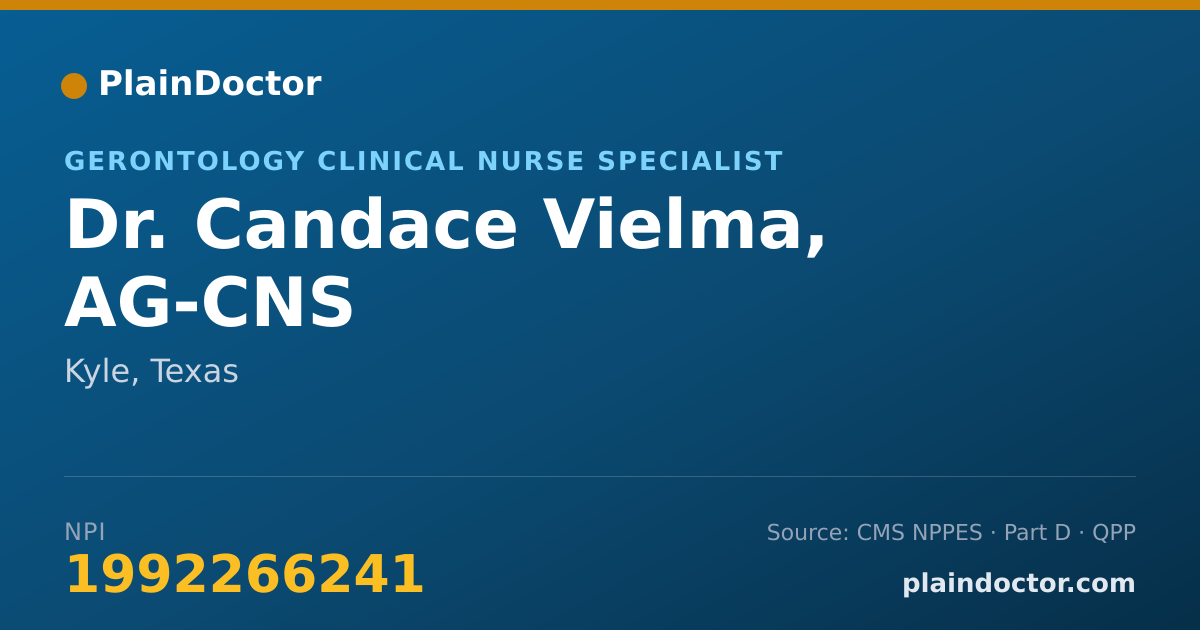 Shareable card for Candace Vielma, AG-CNS - Gerontology Clinical Nurse Specialist, Kyle, TX