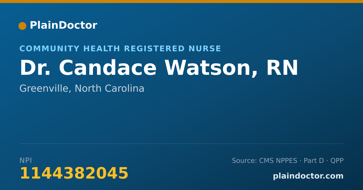 Shareable card for Candace Watson, RN - Community Health Registered Nurse, Greenville, NC