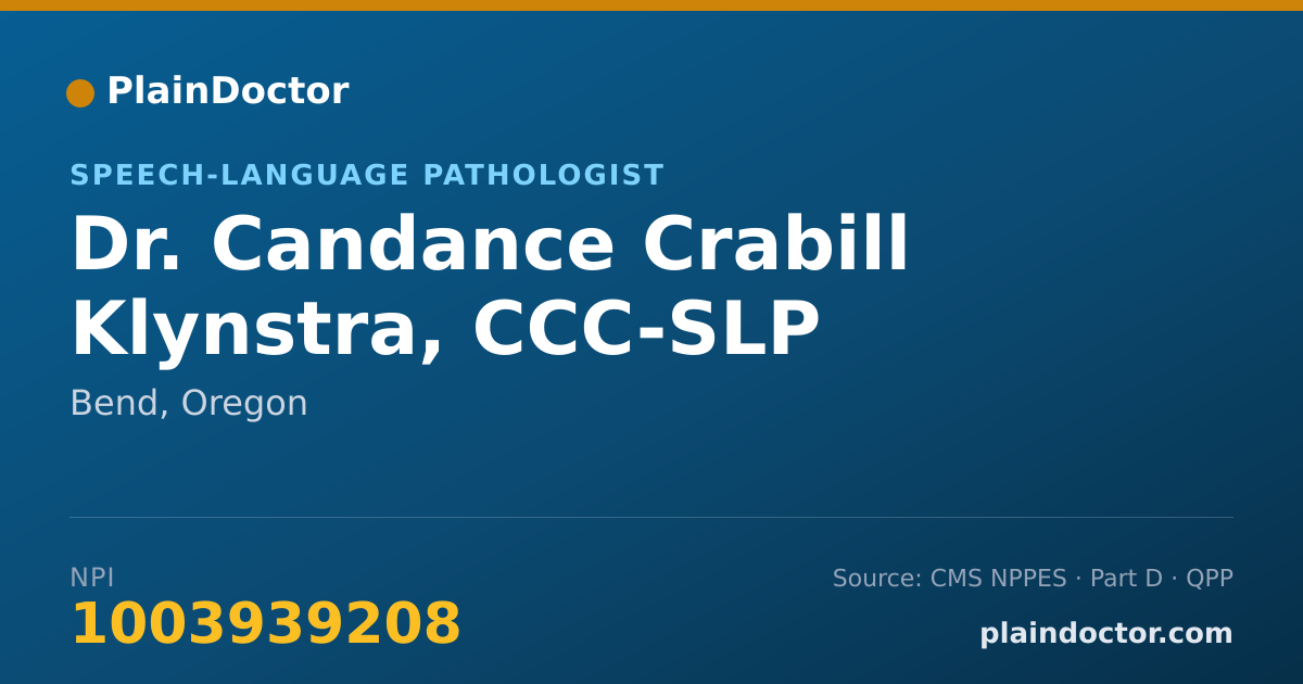 Shareable card for Candance Crabill Klynstra, CCC-SLP - Speech-Language Pathologist, Bend, OR