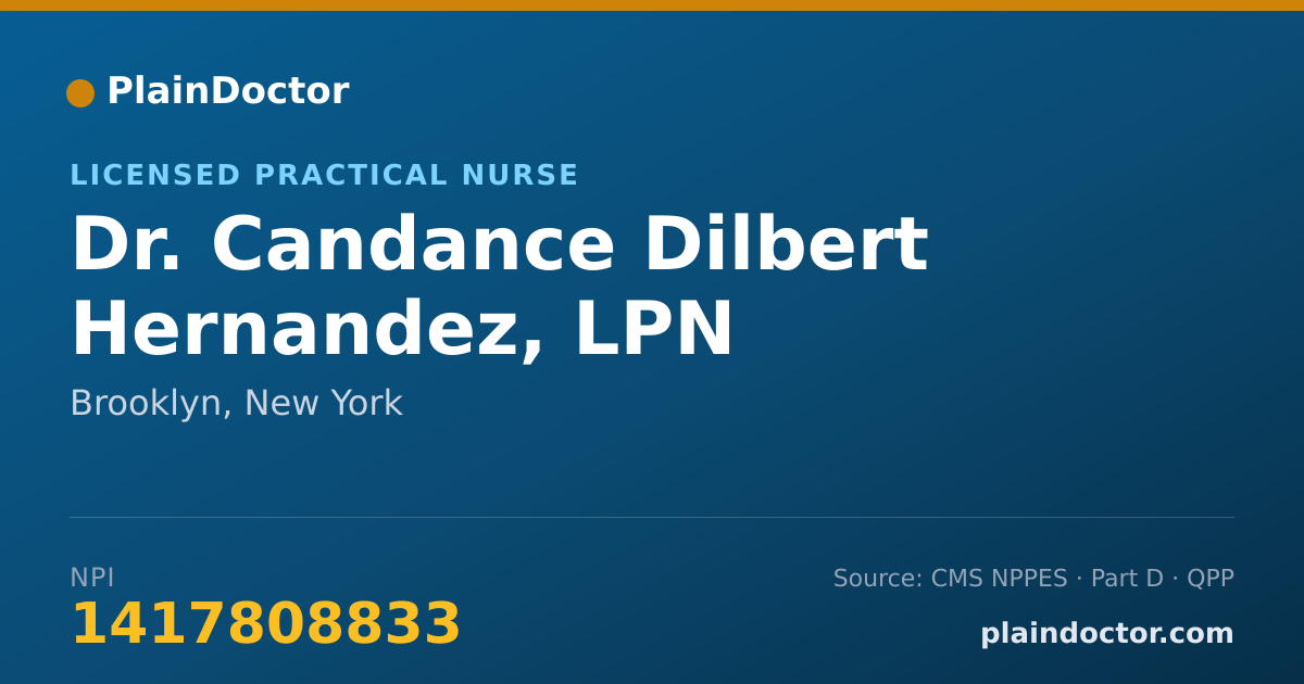 Shareable card for Candance Dilbert Hernandez, LPN - Licensed Practical Nurse, Brooklyn, NY