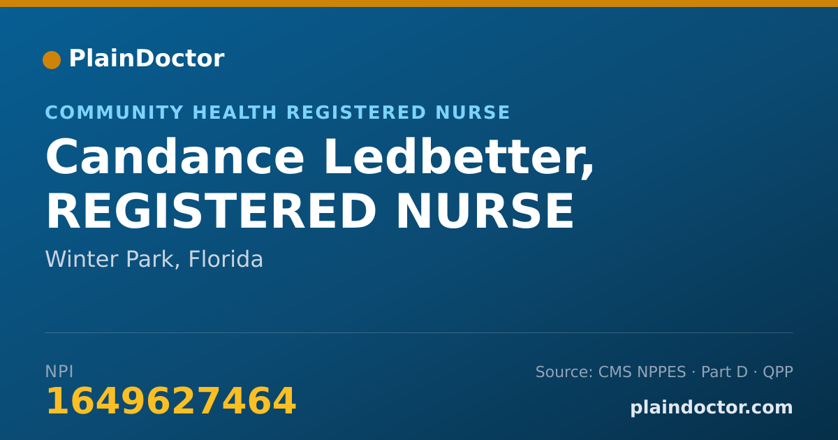 Shareable card for Candance Ledbetter, REGISTERED NURSE - Community Health Registered Nurse, Winter Park, FL