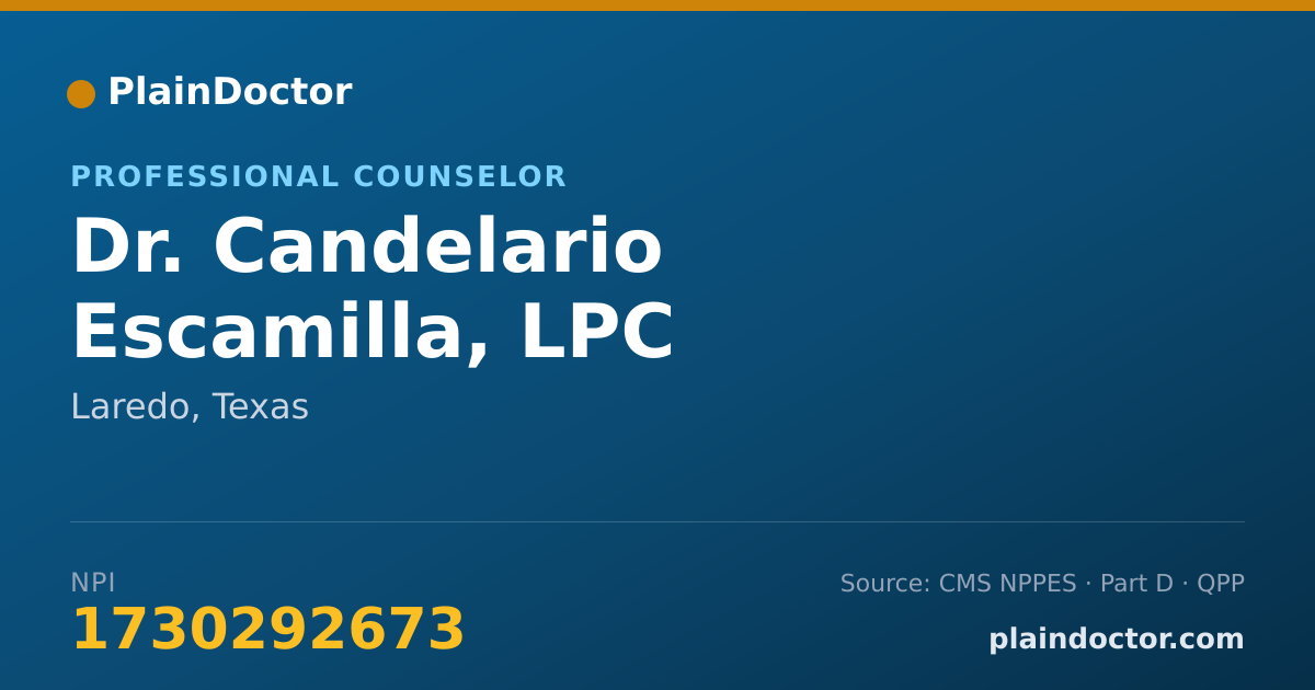 Shareable card for Candelario Escamilla, LPC - Professional Counselor, Laredo, TX