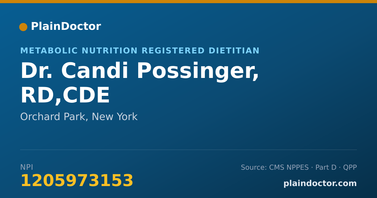 Shareable card for Candi Possinger, RD,CDE - Metabolic Nutrition Registered Dietitian, Orchard Park, NY