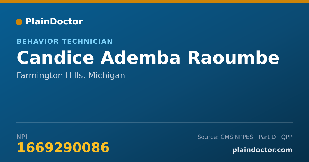 Shareable card for Candice Ademba Raoumbe - Behavior Technician, Farmington Hills, MI