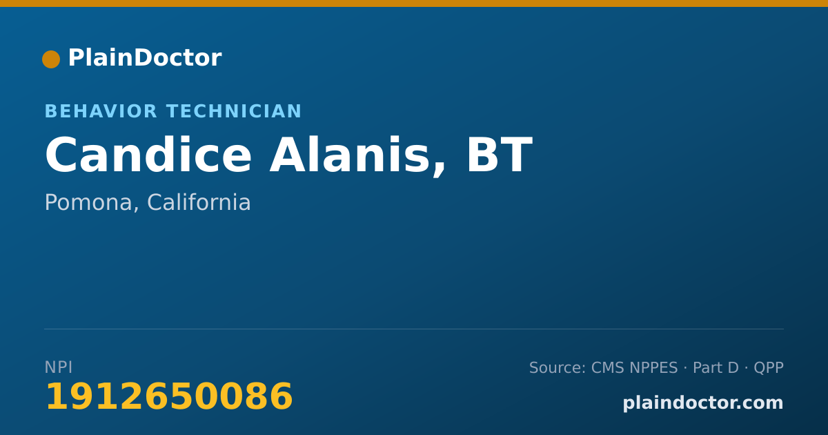 Shareable card for Candice Alanis, BT - Behavior Technician, Pomona, CA