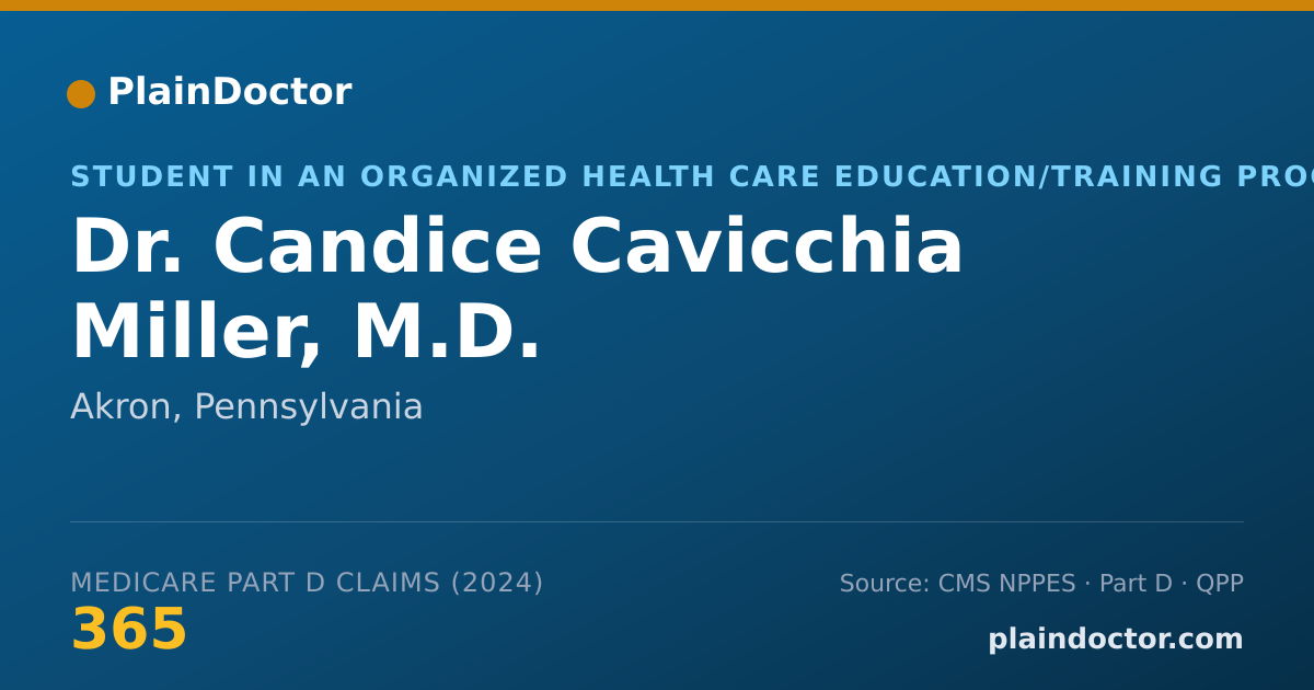 Shareable card for Candice Cavicchia Miller, M.D. - Student in an Organized Health Care Education/Training Program, Akron, PA