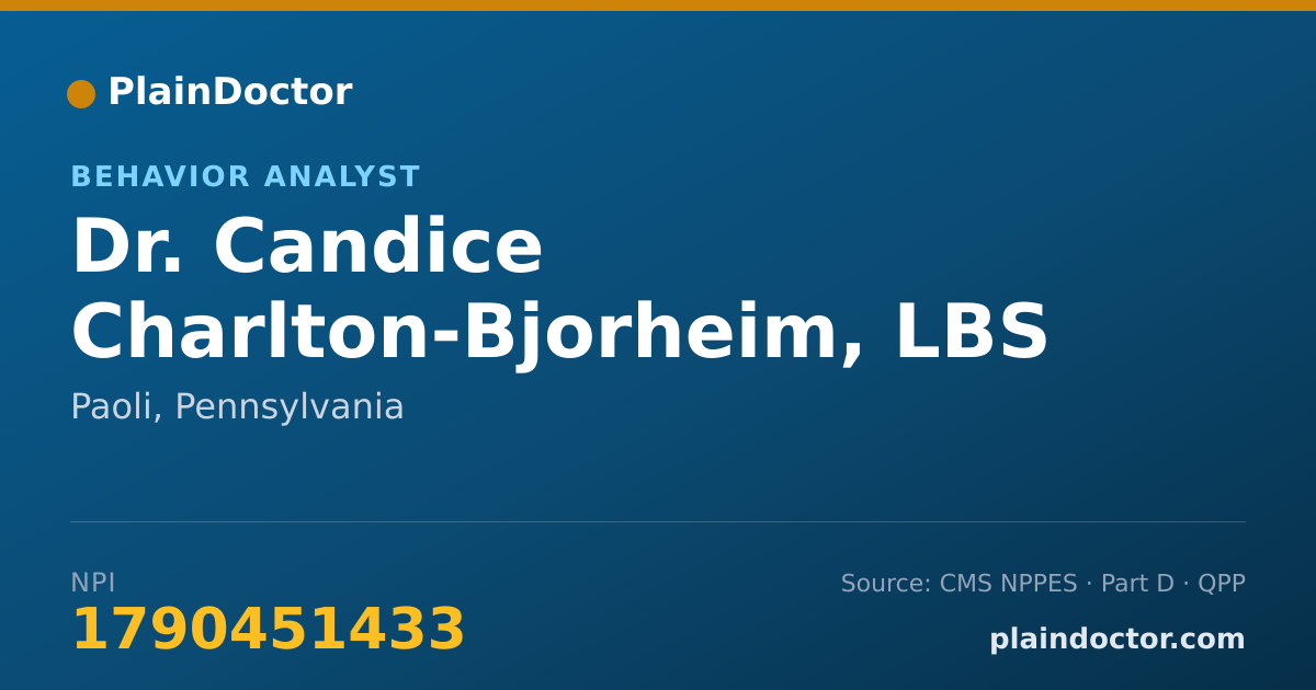 Shareable card for Candice Charlton-Bjorheim, LBS - Behavior Analyst, Paoli, PA