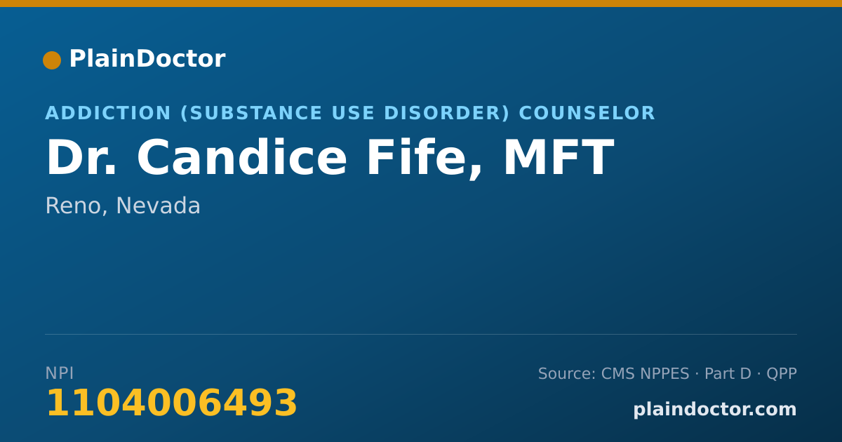 Shareable card for Candice Fife, MFT - Addiction (Substance Use Disorder) Counselor, Reno, NV
