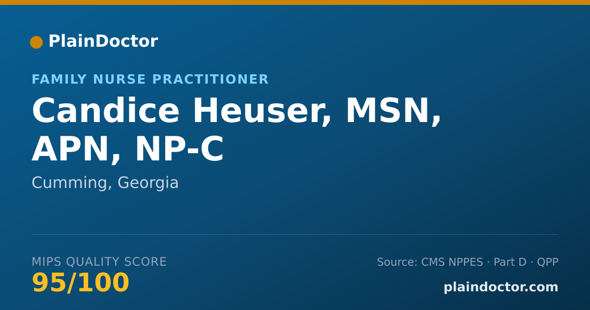 Shareable card for Candice Heuser, MSN, APN, NP-C - Family Nurse Practitioner, Cumming, GA