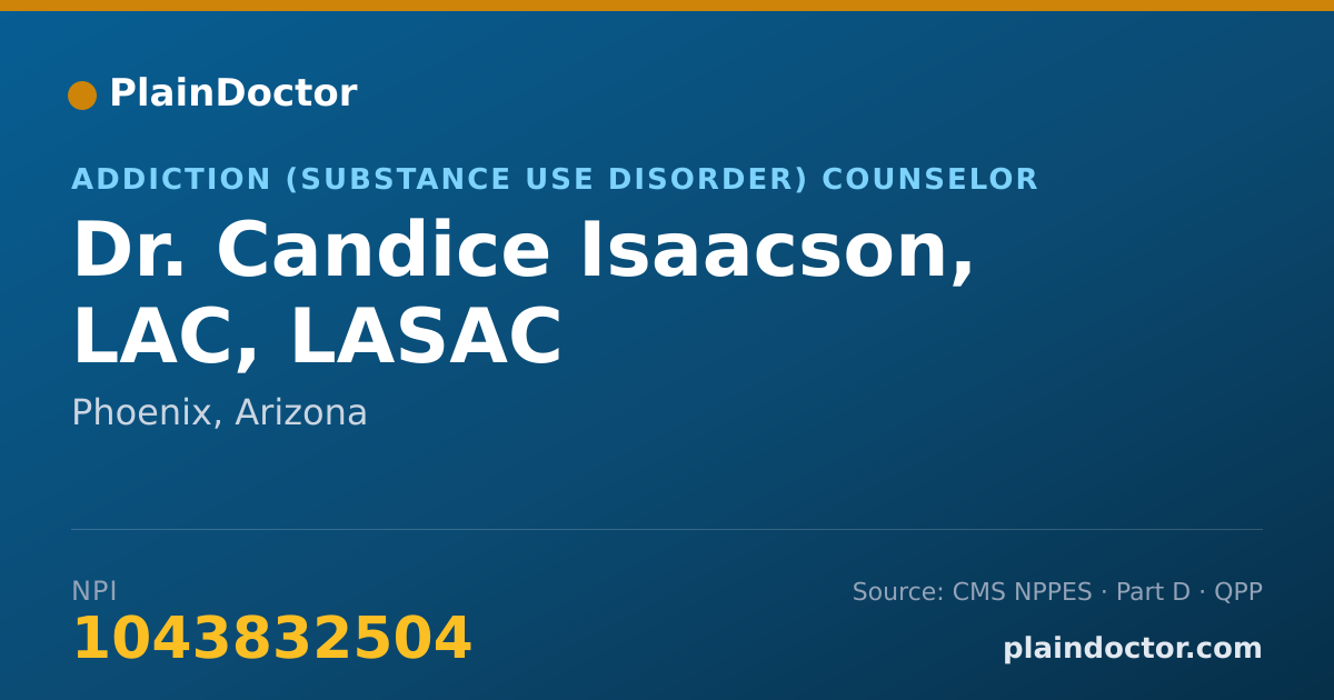 Shareable card for Candice Isaacson, LAC, LASAC - Addiction (Substance Use Disorder) Counselor, Phoenix, AZ
