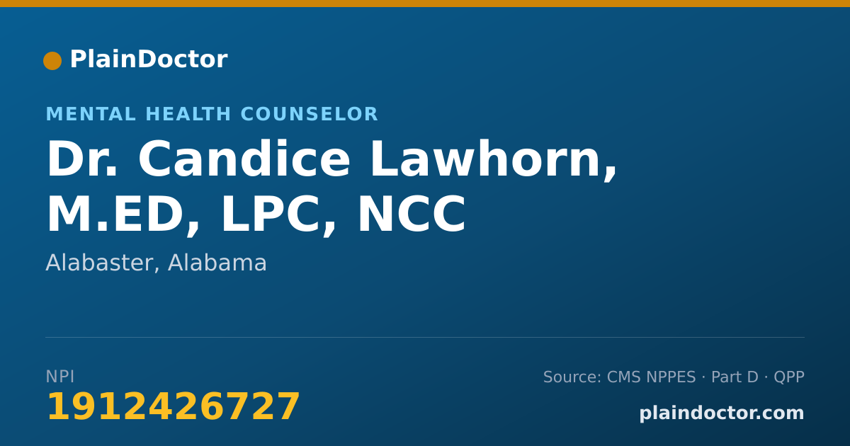 Shareable card for Candice Lawhorn, M.ED, LPC, NCC - Mental Health Counselor, Alabaster, AL