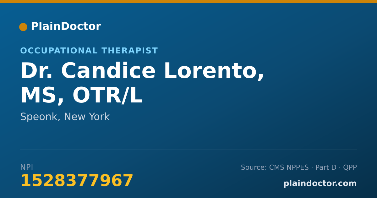 Shareable card for Candice Lorento, MS, OTR/L - Occupational Therapist, Speonk, NY