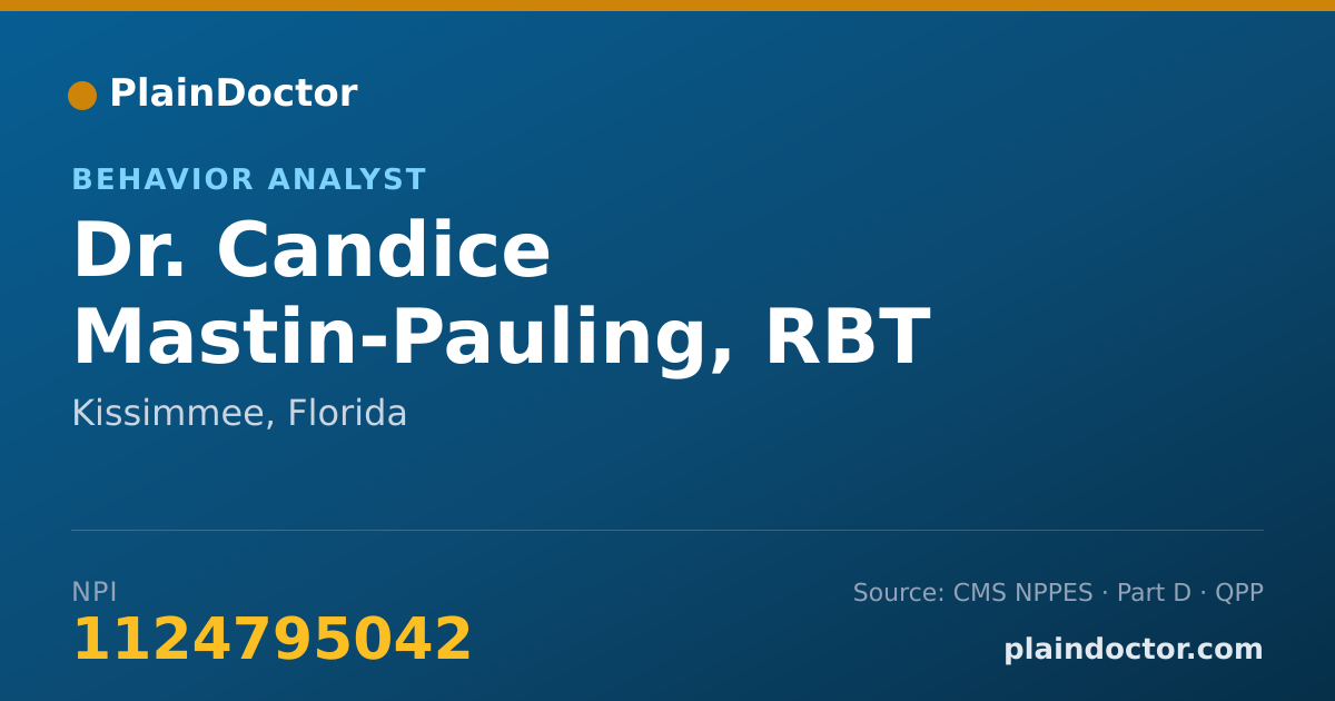 Shareable card for Candice Mastin-Pauling, RBT - Behavior Analyst, Kissimmee, FL
