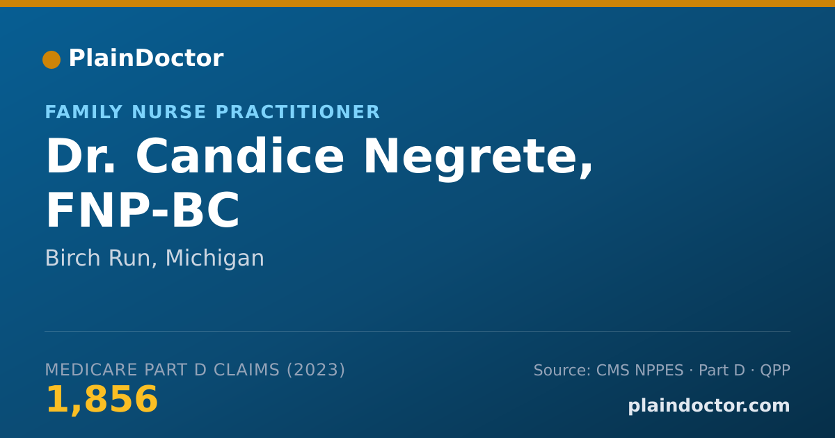 Shareable card for Candice Negrete, FNP-BC - Family Nurse Practitioner, Birch Run, MI