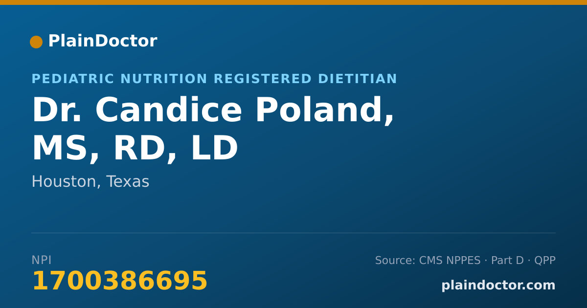 Shareable card for Candice Poland, MS, RD, LD - Pediatric Nutrition Registered Dietitian, Houston, TX