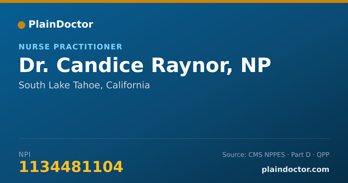 Shareable card for Candice Raynor, NP - Nurse Practitioner, South Lake Tahoe, CA