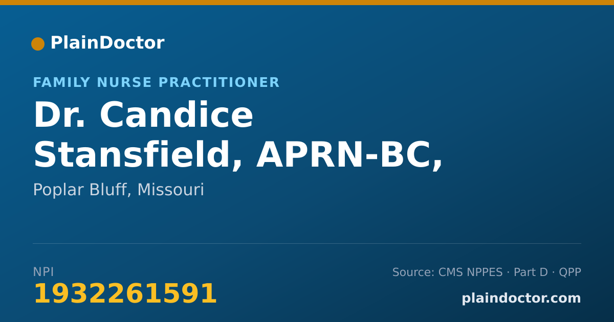 Shareable card for Candice Stansfield, APRN-BC, FNP - Family Nurse Practitioner, Poplar Bluff, MO