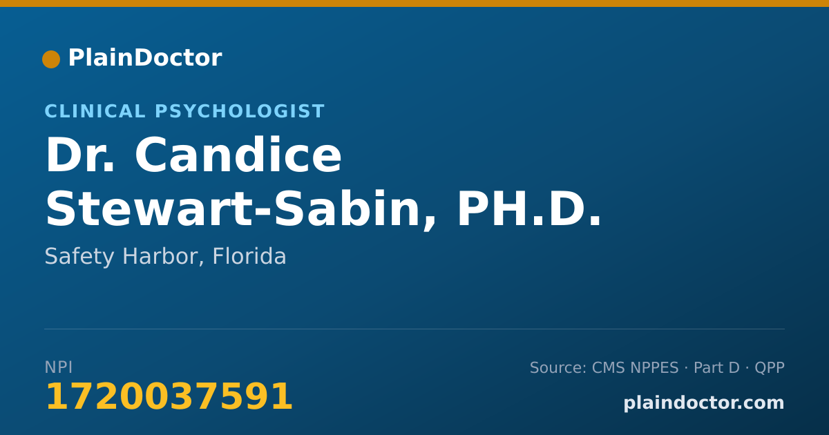 Shareable card for Candice Stewart-Sabin, PH.D. - Clinical Psychologist, Safety Harbor, FL
