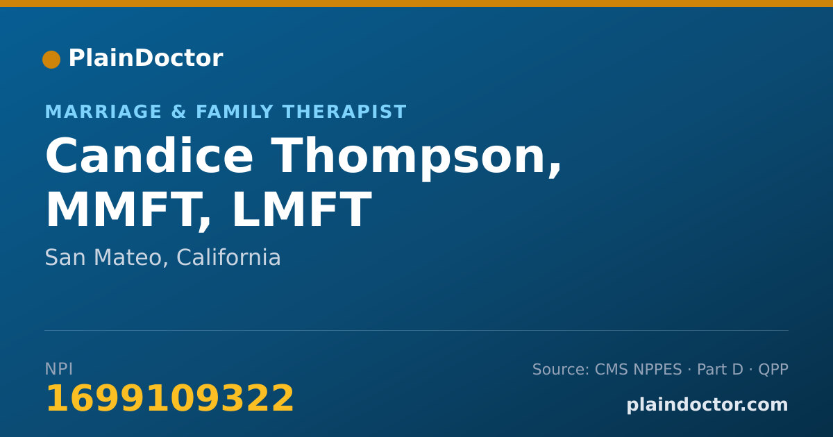 Shareable card for Candice Thompson, MMFT, LMFT - Marriage & Family Therapist, San Mateo, CA