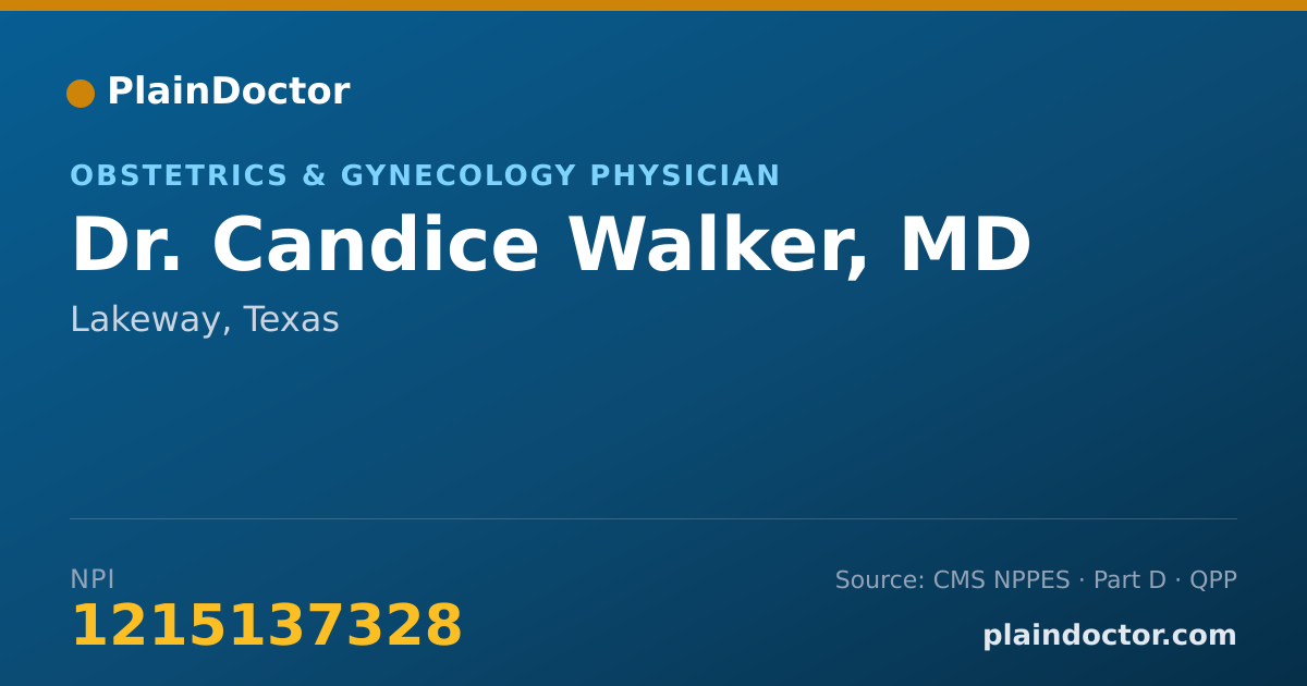 Shareable card for Candice Walker, MD - Obstetrics & Gynecology Physician, Lakeway, TX