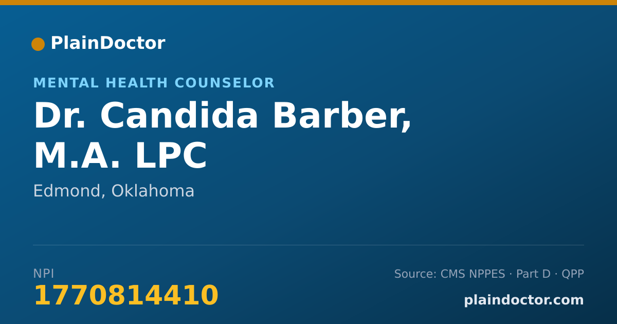 Shareable card for Candida Barber, M.A. LPC - Mental Health Counselor, Edmond, OK