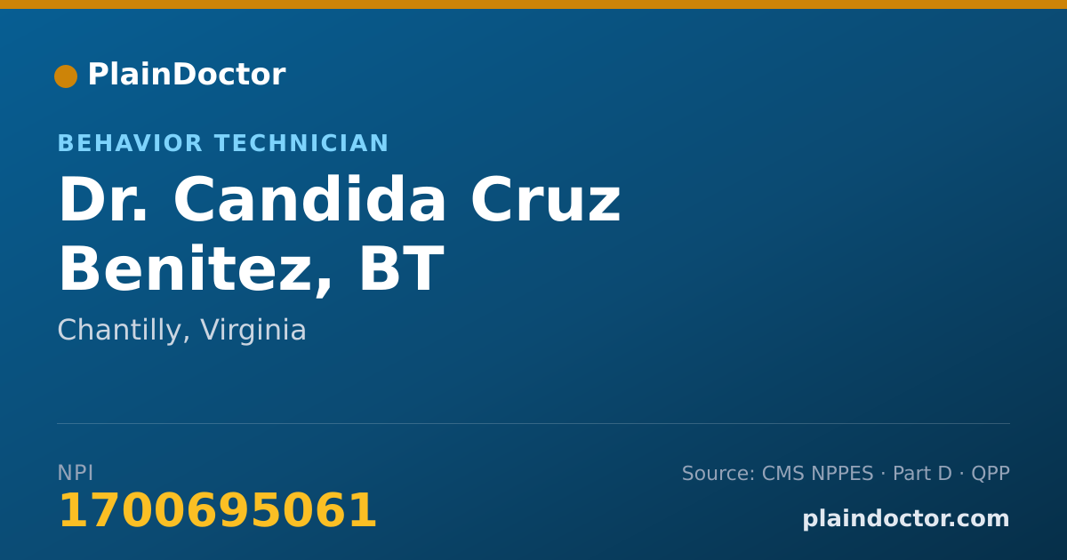 Shareable card for Candida Cruz Benitez, BT - Behavior Technician, Chantilly, VA