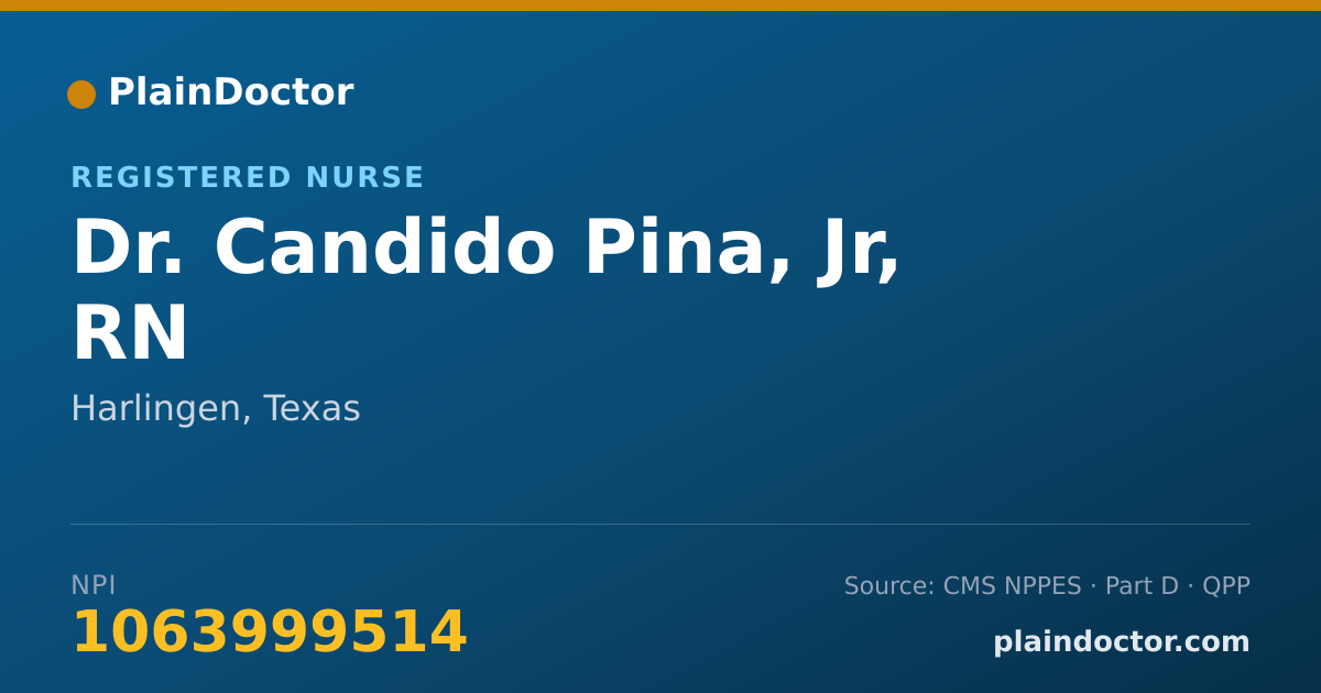 Shareable card for Candido Pina, Jr, RN - Registered Nurse, Harlingen, TX