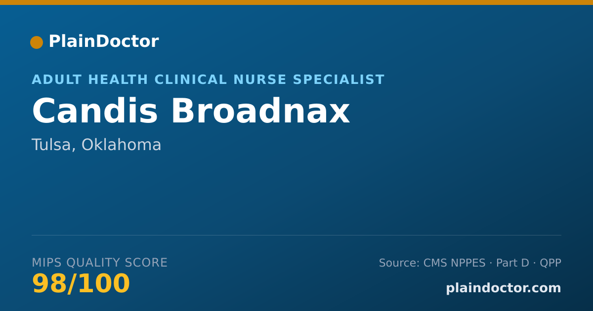 Shareable card for Candis Broadnax - Adult Health Clinical Nurse Specialist, Tulsa, OK