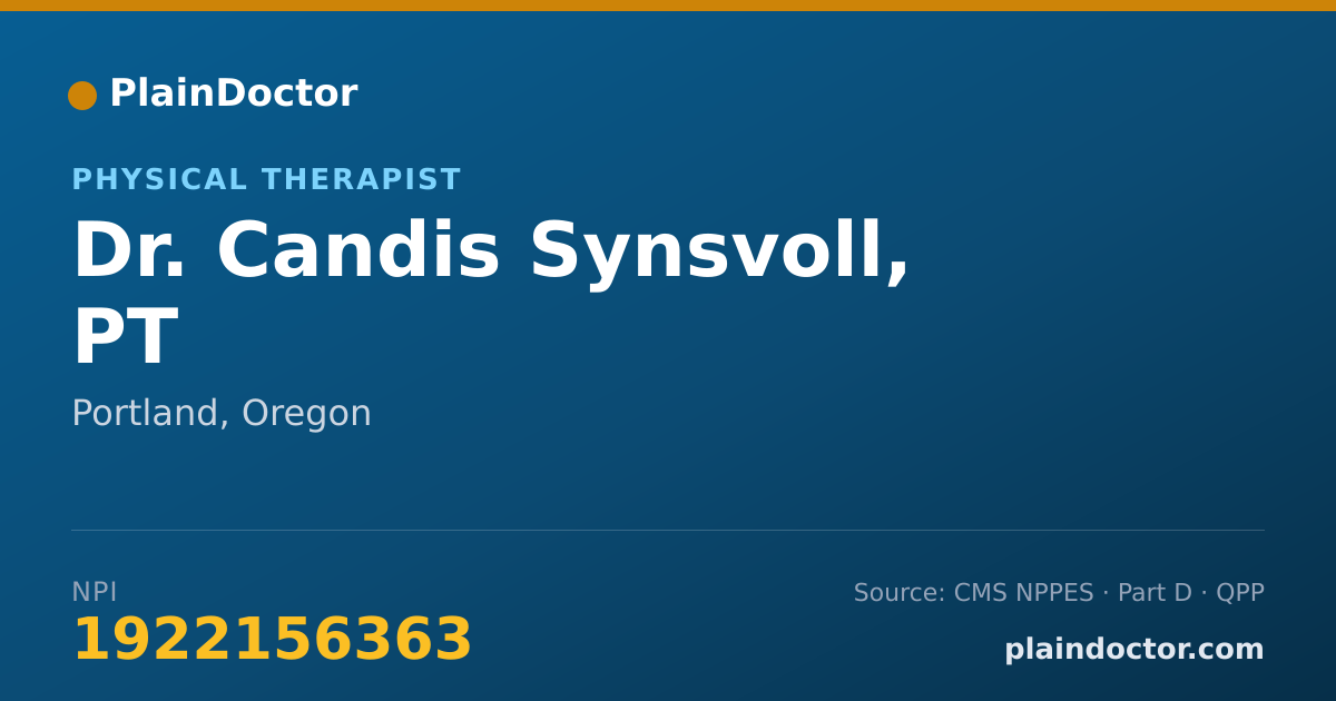 Shareable card for Candis Synsvoll, PT - Physical Therapist, Portland, OR