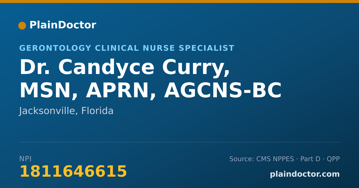 Shareable card for Candyce Curry, MSN, APRN, AGCNS-BC - Gerontology Clinical Nurse Specialist, Jacksonville, FL