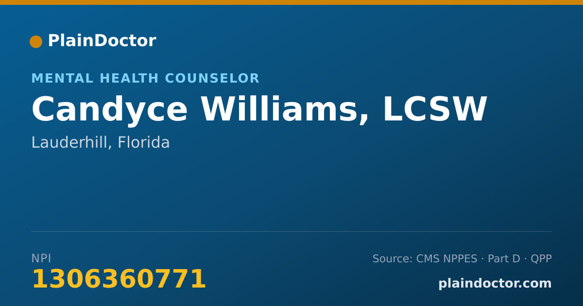 Shareable card for Candyce Williams, LCSW - Mental Health Counselor, Lauderhill, FL