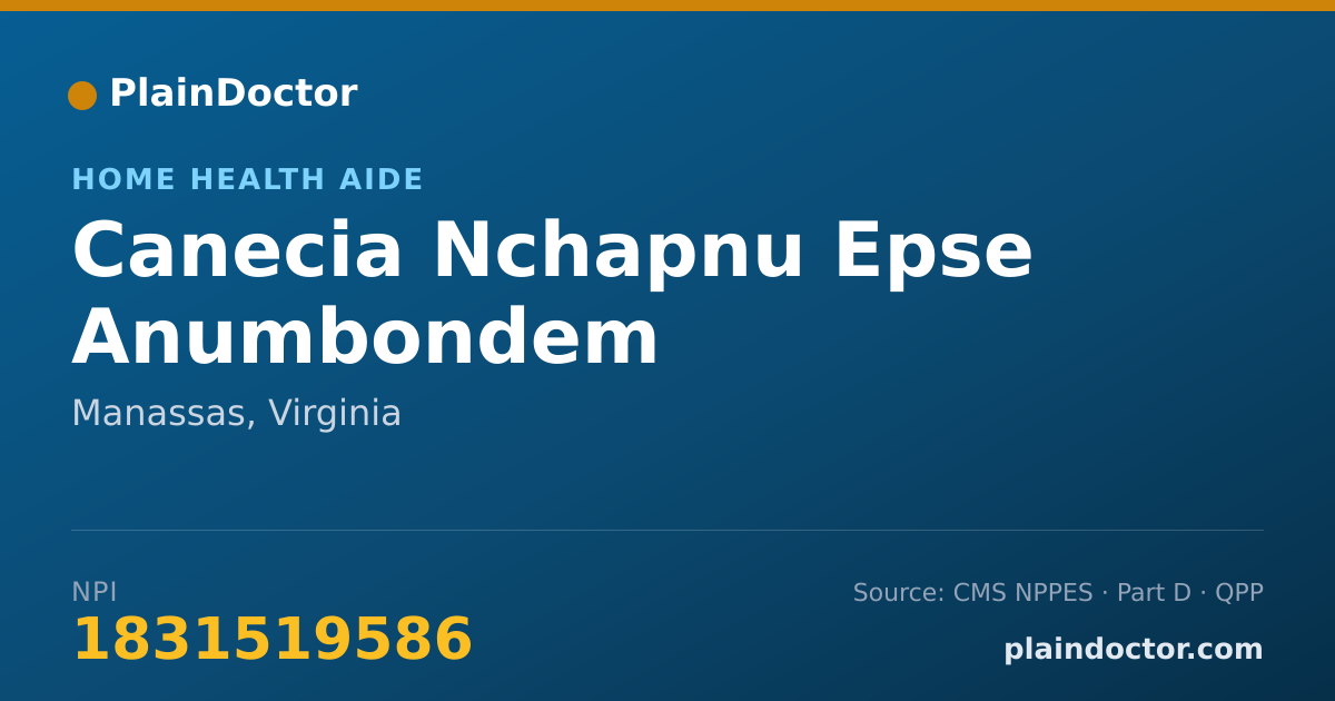 Shareable card for Canecia Nchapnu Epse Anumbondem - Home Health Aide, Manassas, VA