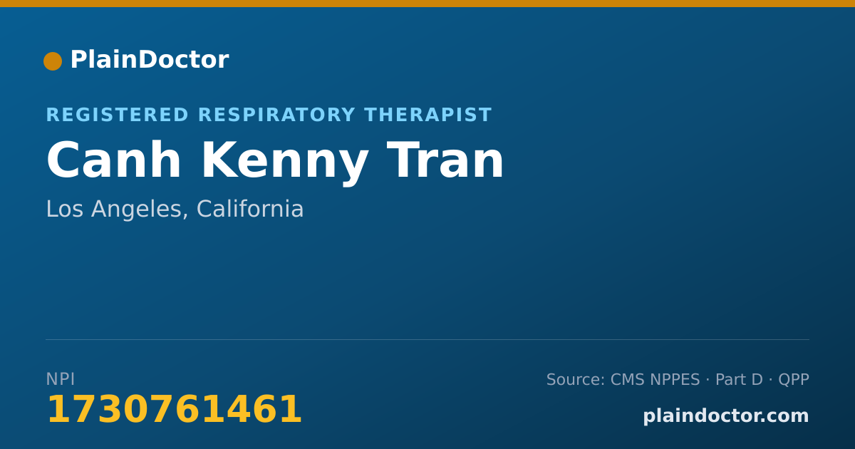 Shareable card for Canh Kenny Tran - Registered Respiratory Therapist, Los Angeles, CA