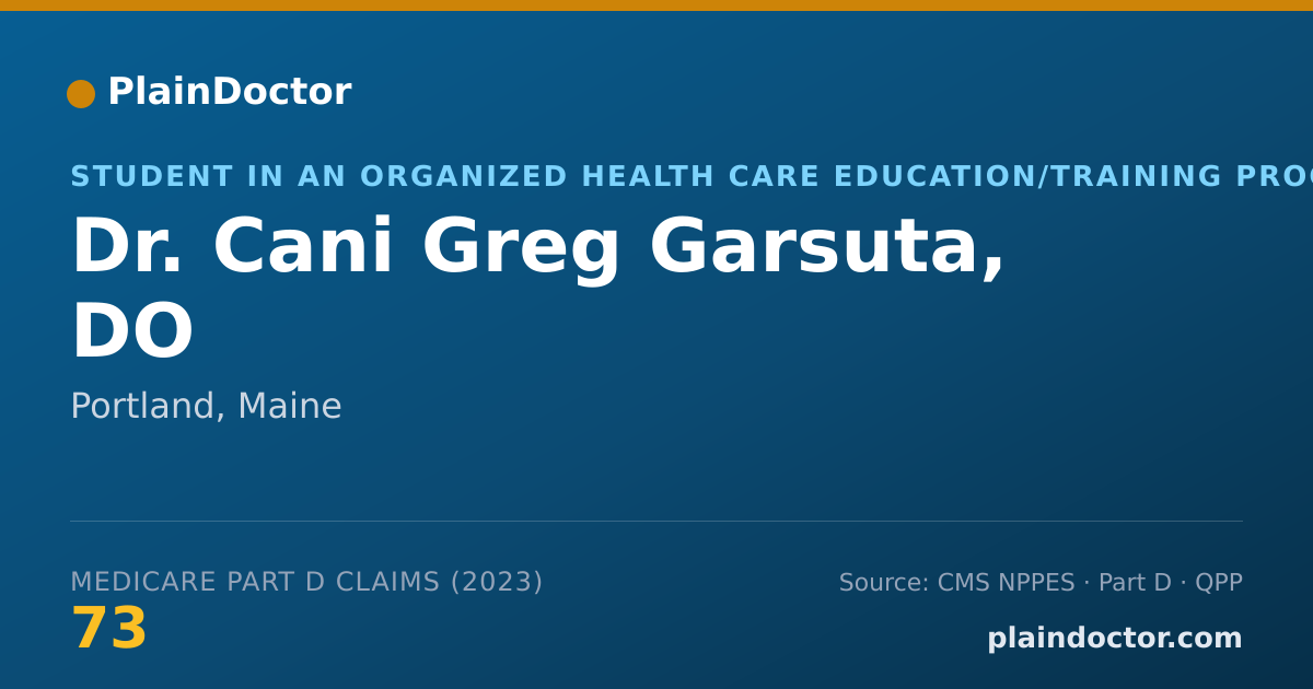 Shareable card for Cani Greg Garsuta, DO - Student in an Organized Health Care Education/Training Program, Portland, ME