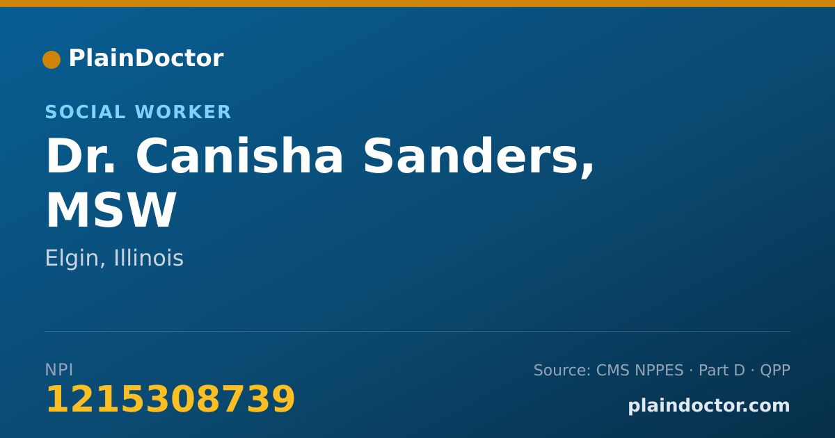 Shareable card for Canisha Sanders, MSW - Social Worker, Elgin, IL