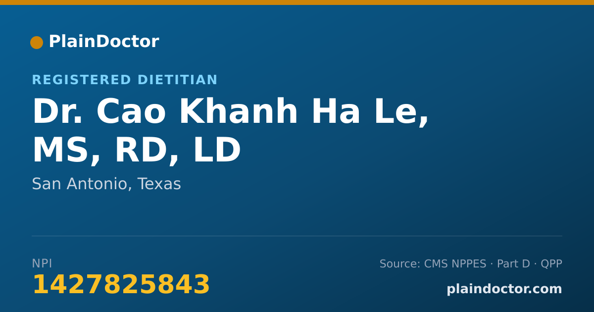Shareable card for Cao Khanh Ha Le, MS, RD, LD - Registered Dietitian, San Antonio, TX