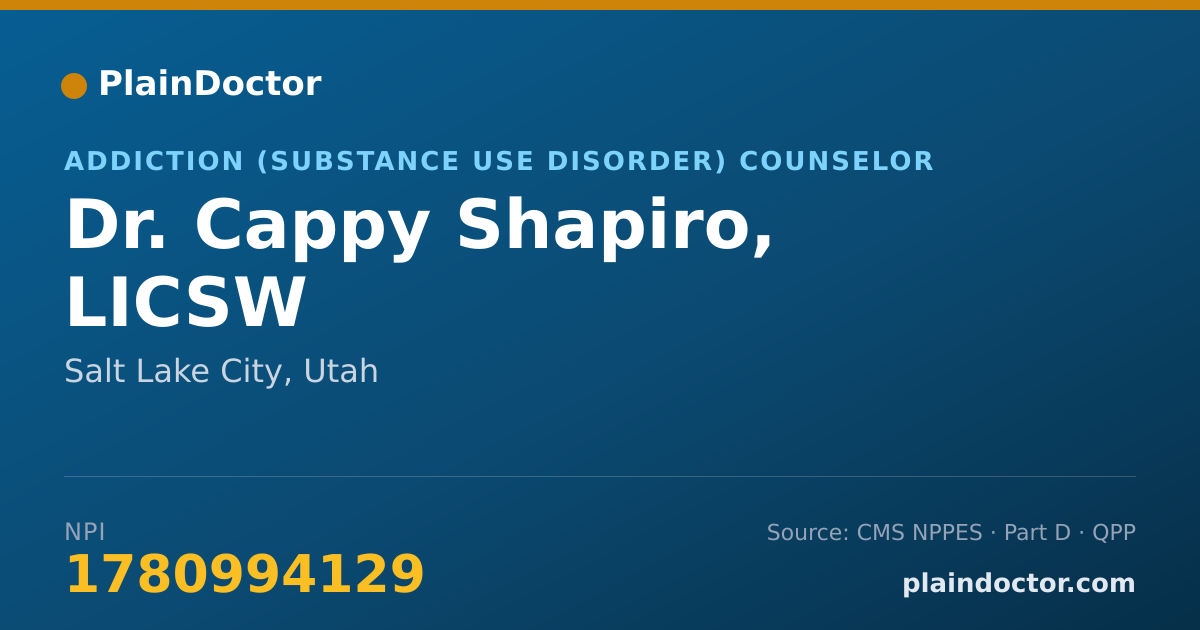 Shareable card for Cappy Shapiro, LICSW - Addiction (Substance Use Disorder) Counselor, Salt Lake City, UT