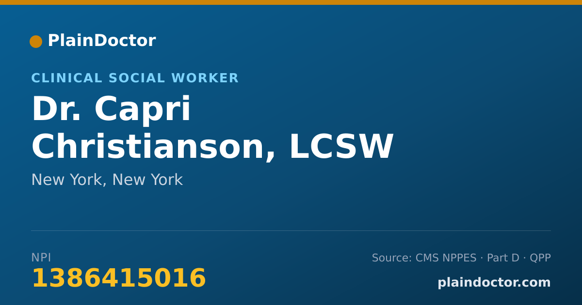 Shareable card for Capri Christianson, LCSW - Clinical Social Worker, New York, NY