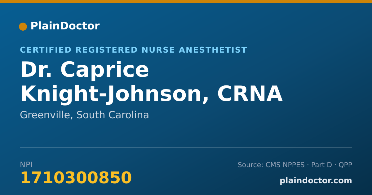 Shareable card for Caprice Knight-Johnson, CRNA - Certified Registered Nurse Anesthetist, Greenville, SC