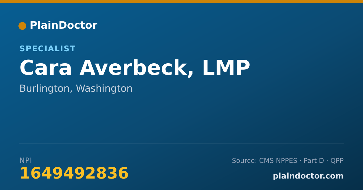 Shareable card for Cara Averbeck, LMP - Specialist, Burlington, WA