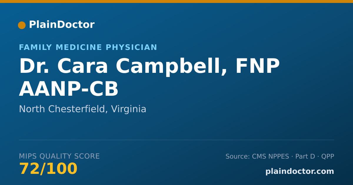 Shareable card for Cara Campbell, FNP AANP-CB - Family Medicine Physician, North Chesterfield, VA