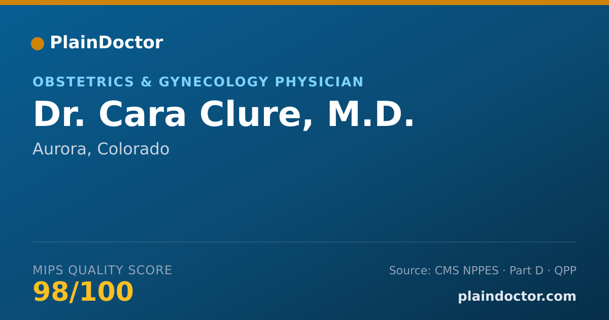 Shareable card for Cara Clure, M.D. - Obstetrics & Gynecology Physician, Aurora, CO