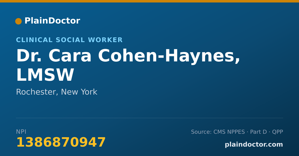 Shareable card for Cara Cohen-Haynes, LMSW - Clinical Social Worker, Rochester, NY