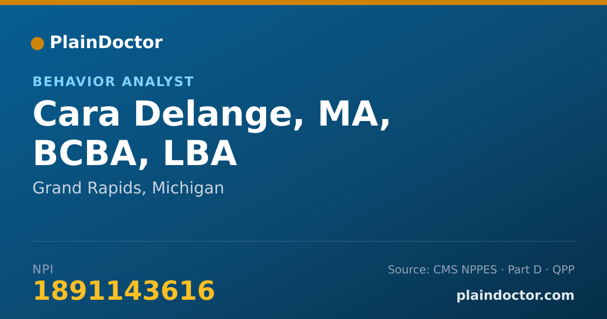 Shareable card for Cara Delange, MA, BCBA, LBA - Behavior Analyst, Grand Rapids, MI